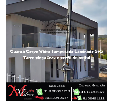 Guarda corpo torre inox vidro blindex laminado 5+5